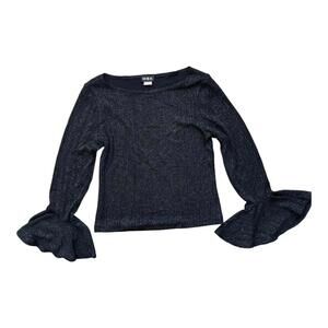 MSK | Women's Black Glitter Blouse | Size Large | 1026